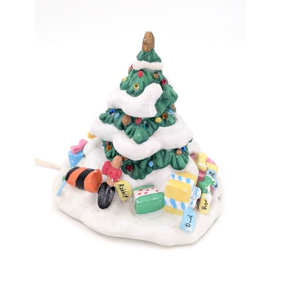 Disney Winnie the Pooh Porcelain Lighted Snowy Christmas Tree Vintage Works - Picture 1 of 13